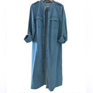 ALESSANDRO DELL'ACQUA NAPOLI Blue Midi Denim Button-Front Dress Size 38